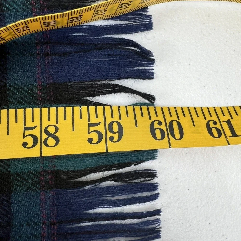 VTG Pendleton Plaid Virgin Wool Scarf Green Black Official Tartan Fringe FLAWS